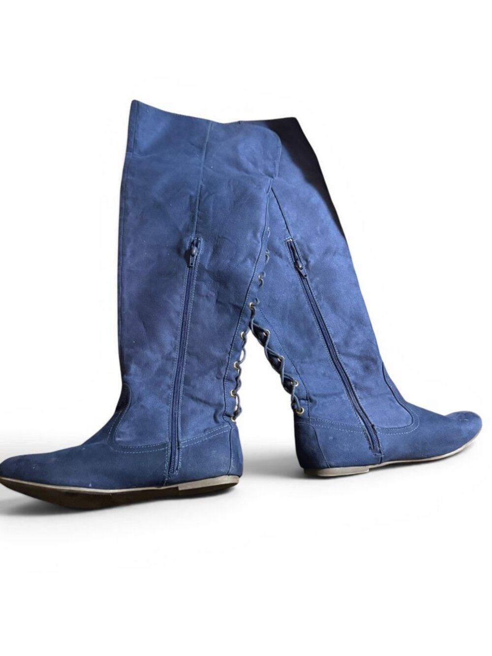 Navy Blue KYMBERLY WIDE Knee-High Lace-Up Boots – Women’s 9.5 Wide